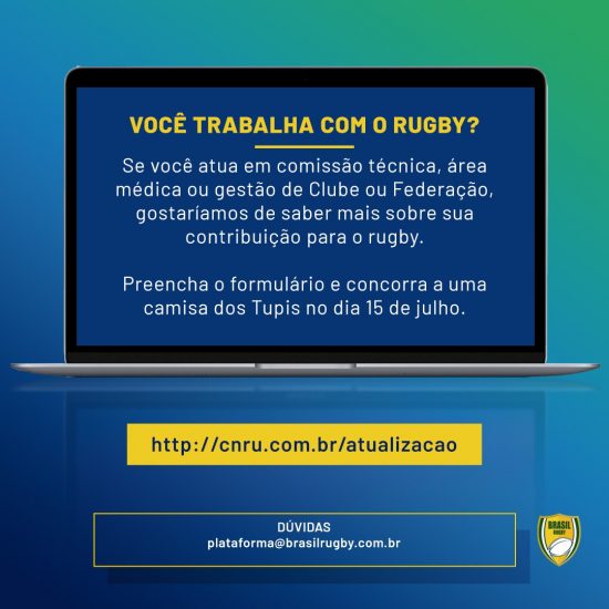 Você trabalha com Rugby? Preencha a atualização de cadastro