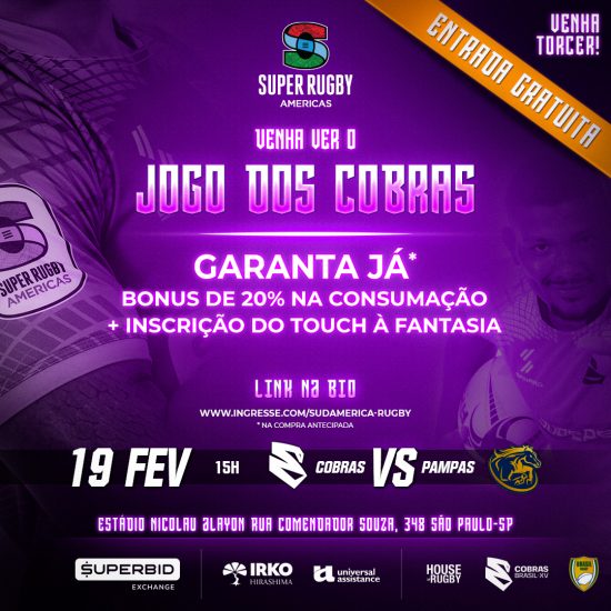 Garanta já seu ingresso para ver os Cobras! É gratuito