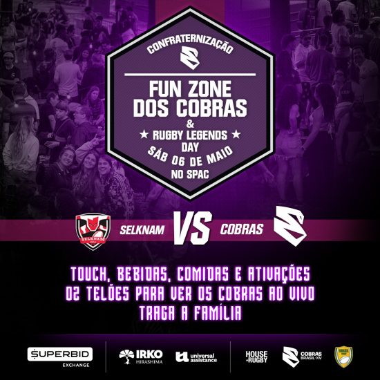 Assista aos Cobras na nova Fun Zone organizada no SPAC pela House of Rugby