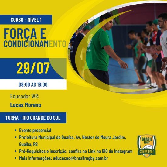 Curso de Força e Condicionamento em Guaíba (RS) no dia 29 de julho: inscreva-se