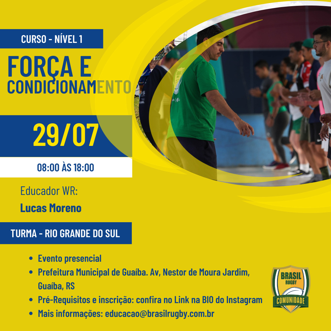 Curso de Força e Condicionamento em Guaíba (RS) no dia 29 de julho: inscreva-se