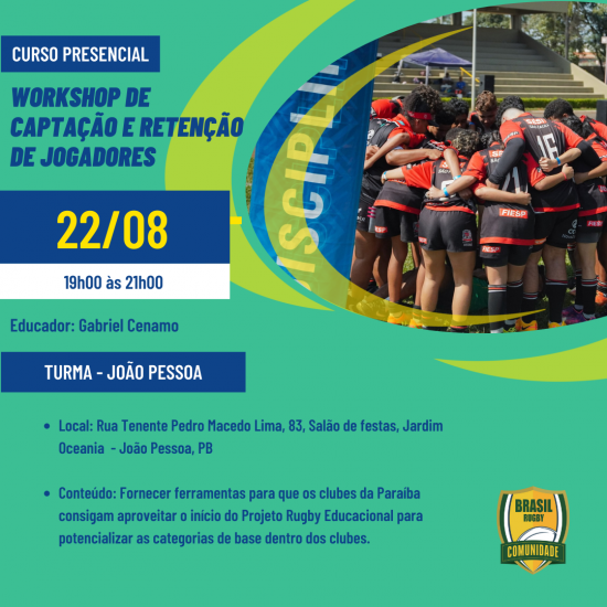 Workshop de Captação e Retenção de jogadores em João Pessoa no final de agosto