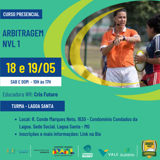 Curso de Arbitragem WR Nível 1 em Lagoa Santa (MG) em maio: inscreva-se!