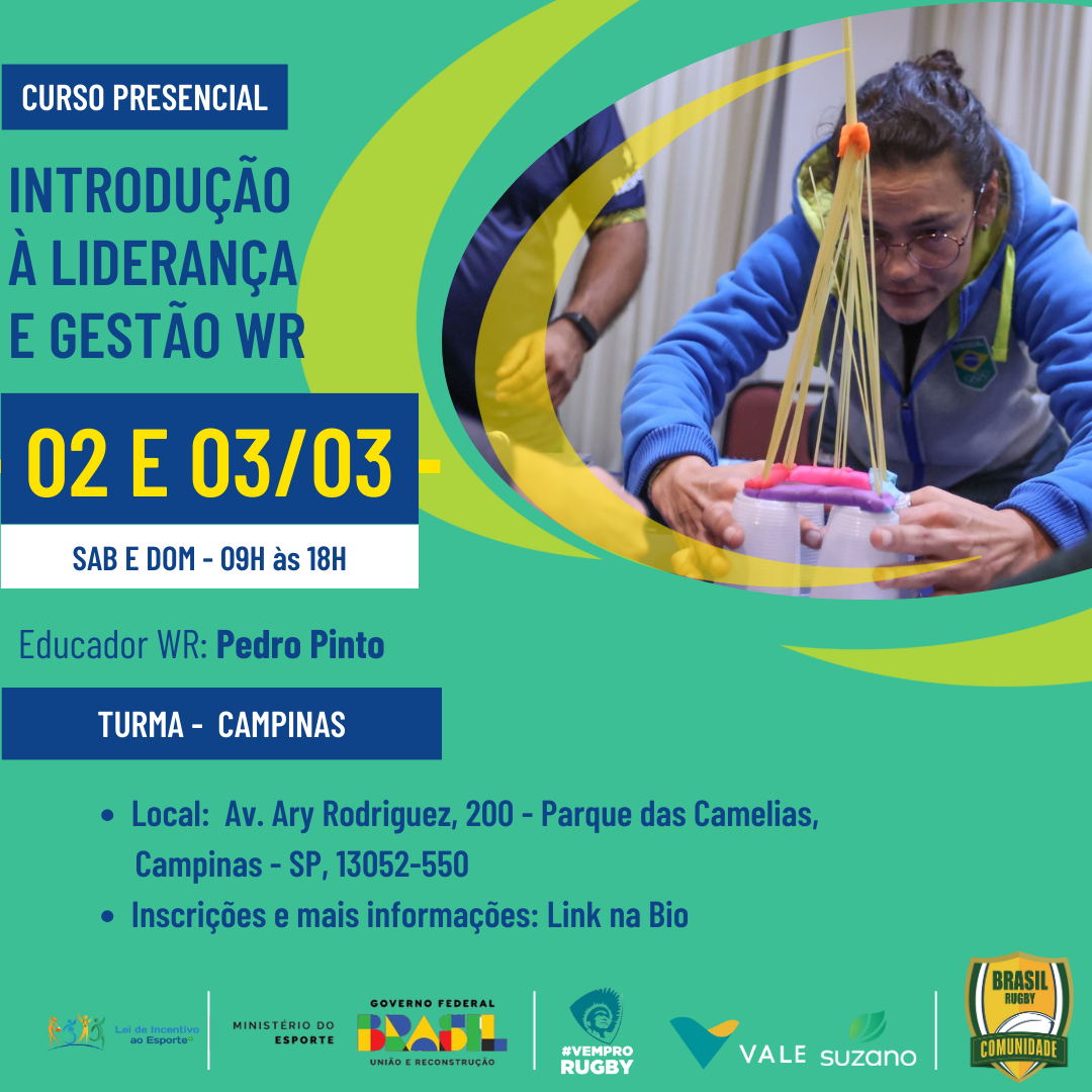 Curso Disponível em Campinas: Introdução a Liderança e Gestão World Rugby – Inscreva-se já!