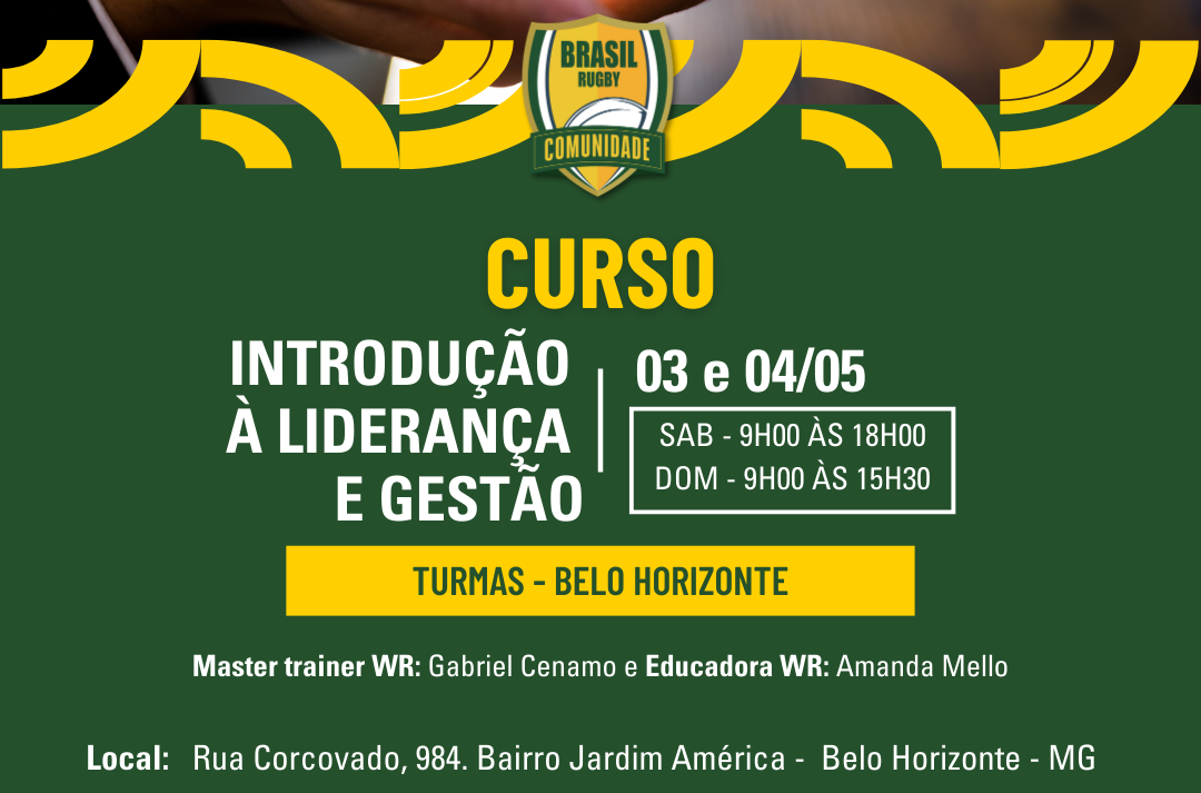 Curso: Introdução a Liderança e Gestão World Rugby – Belo Horizonte